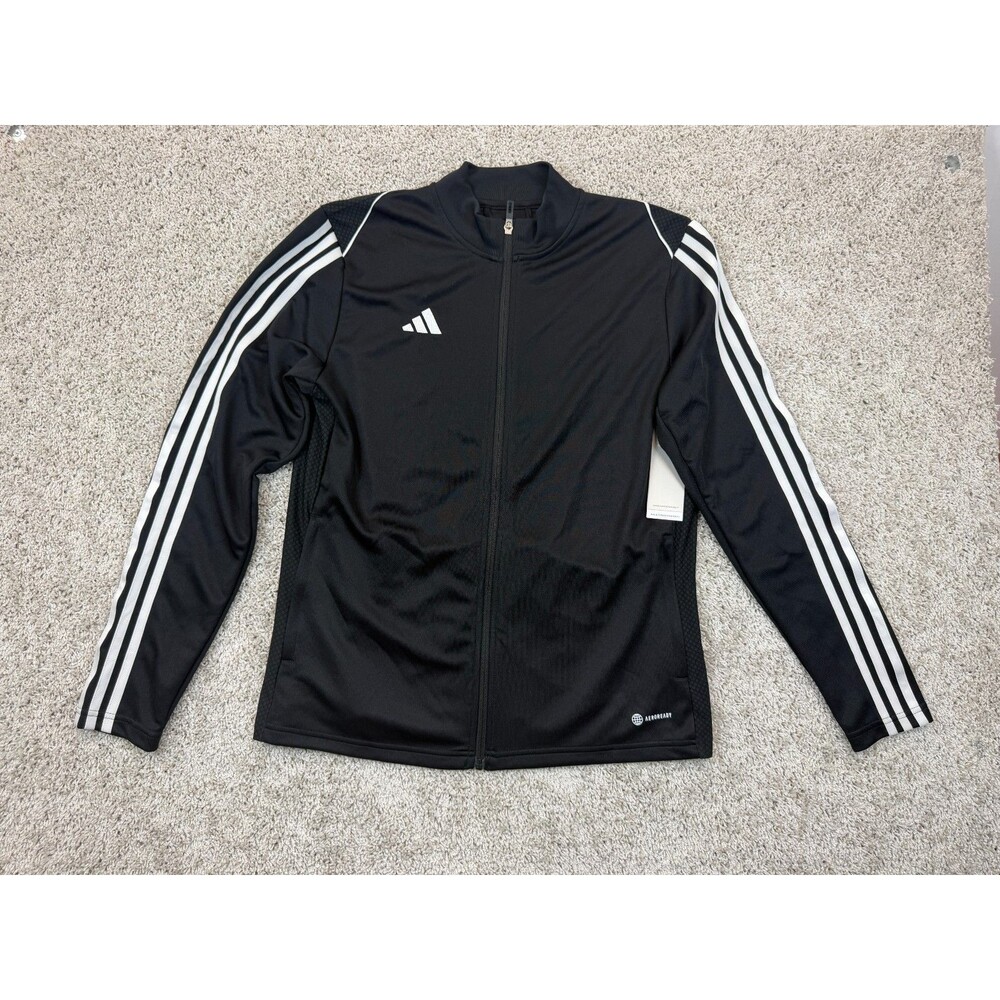 adidas AEROREADY Track Jacket XL Black White 3 Stripes Full Zip NWT
